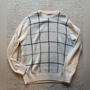 Dockers Cream and Black Grid Crewneck Sweater